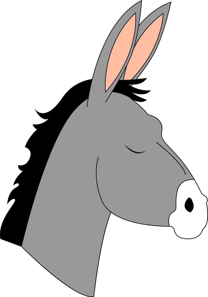 Calm donkey, illustration, vector on white background.