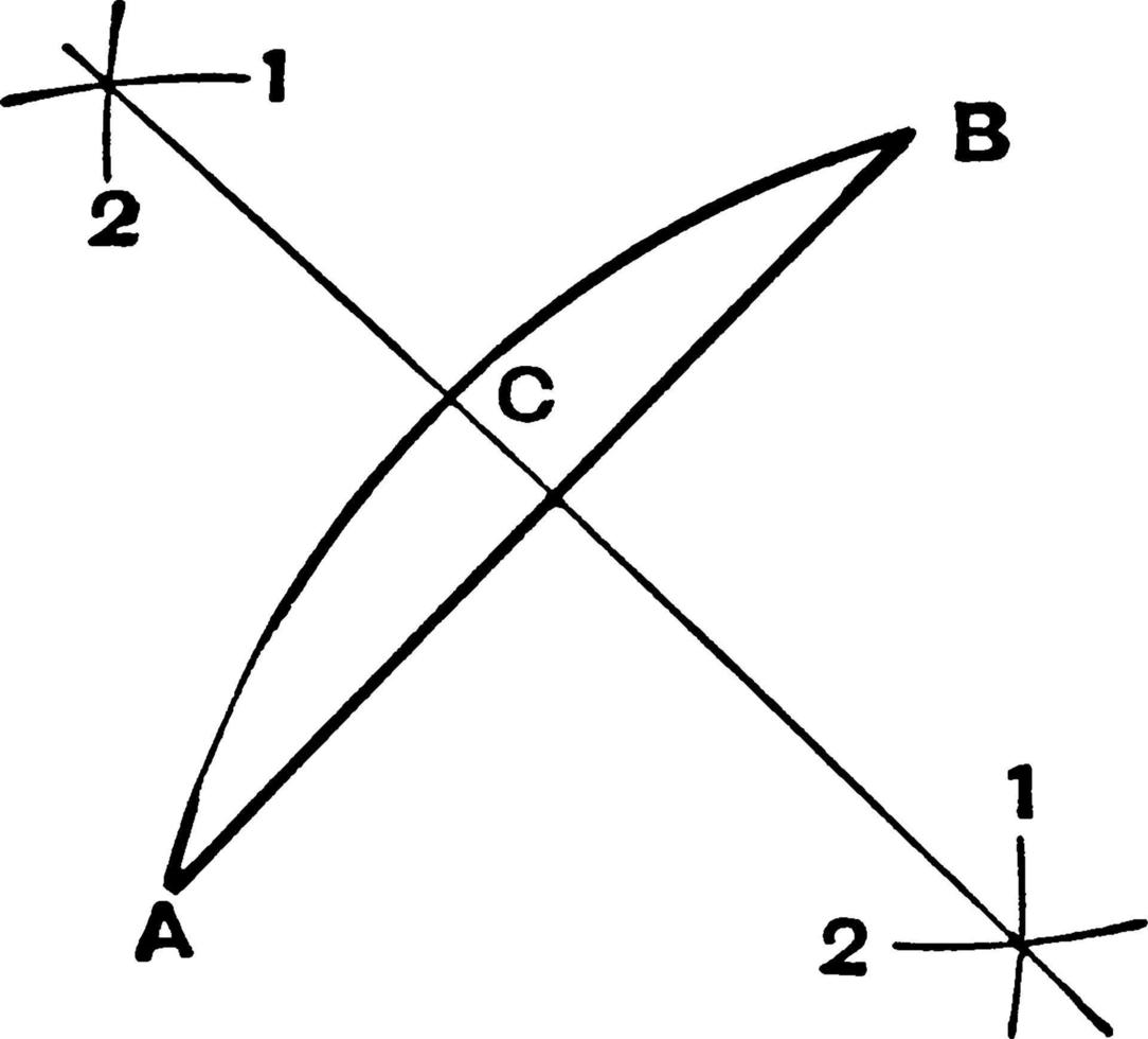 Bisect A Line, vintage illustration. vector