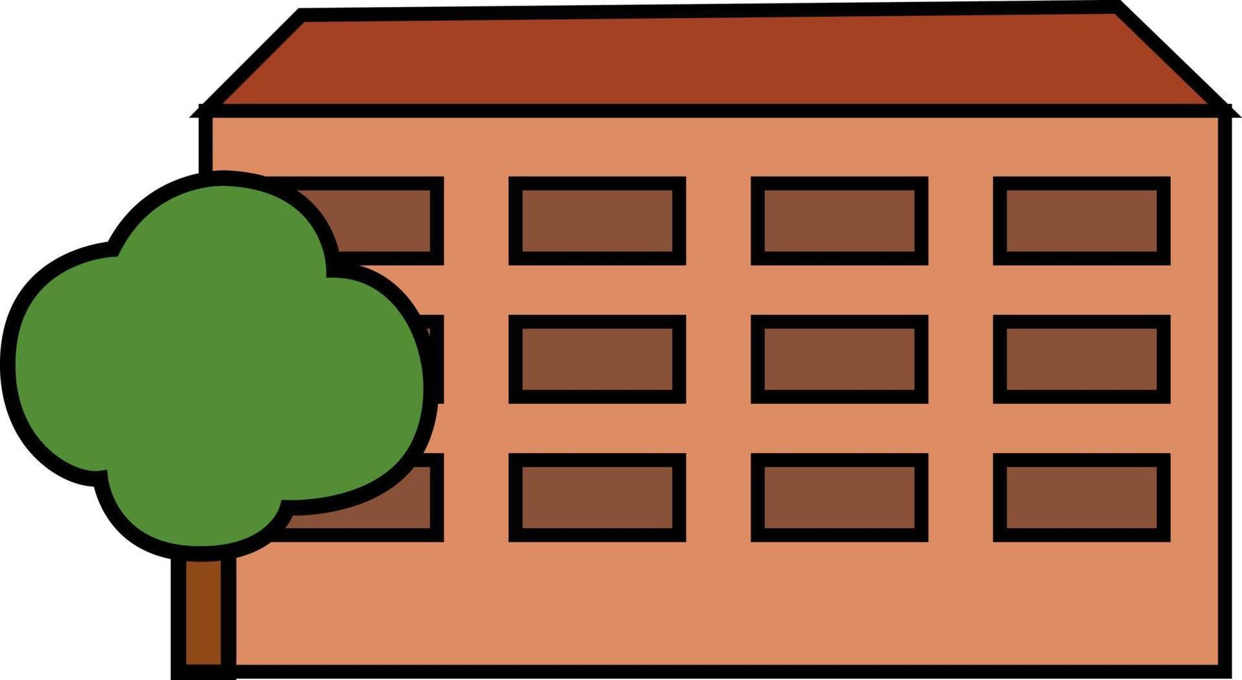 Orange building, illustration, on a white background. vector