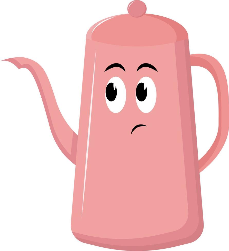 Pink tea pot, illustration, vector on white background.