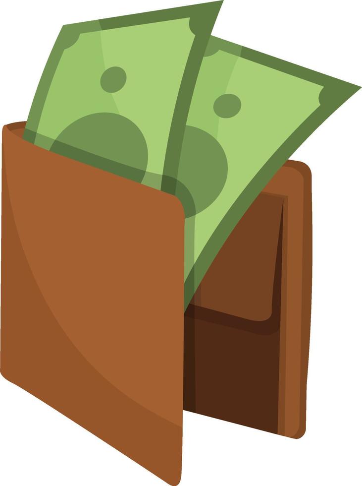 Money in the wallet, illustration, vector on white background