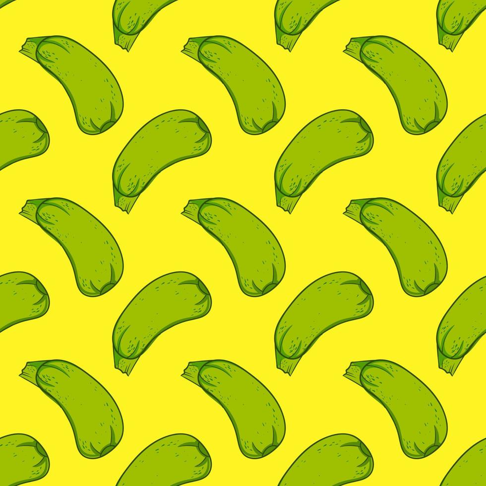 Zucchini pattern, seamless pattern on yellow background. vector
