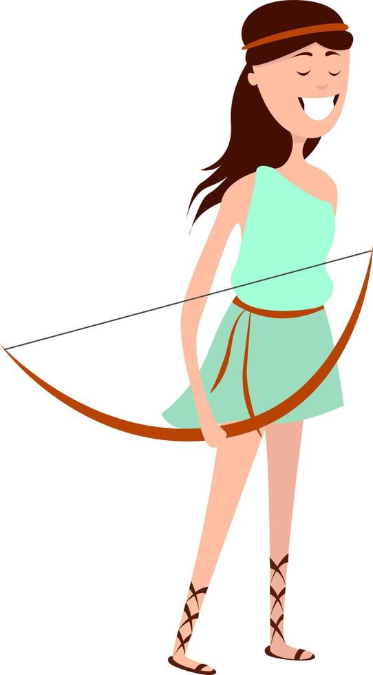 Artemis Goddess, illustration, vector on white background