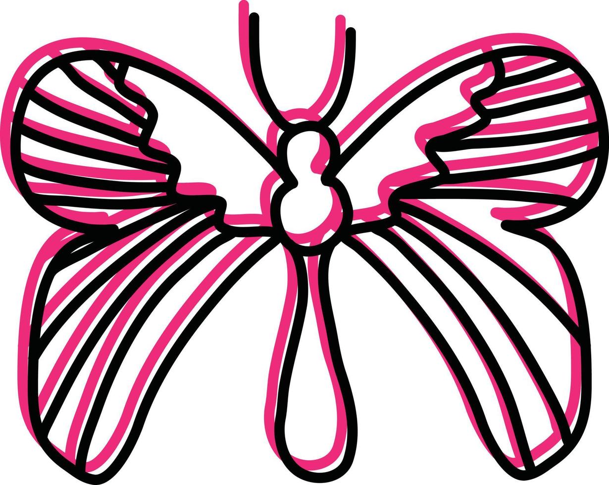 Female pink butterfly, illustration, vector on a white background