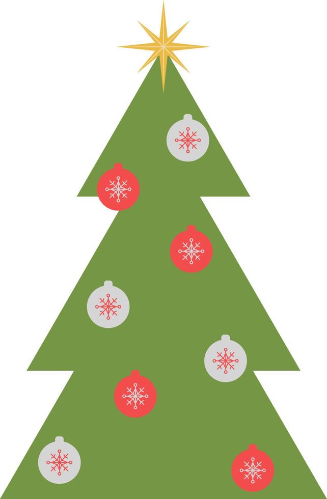 árbol de navidad decorado, ilustración, sobre un fondo blanco. vector