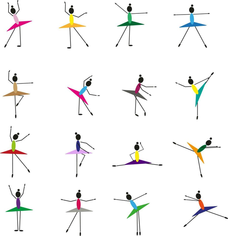 Ballet steps, illustration, vector on a white background.