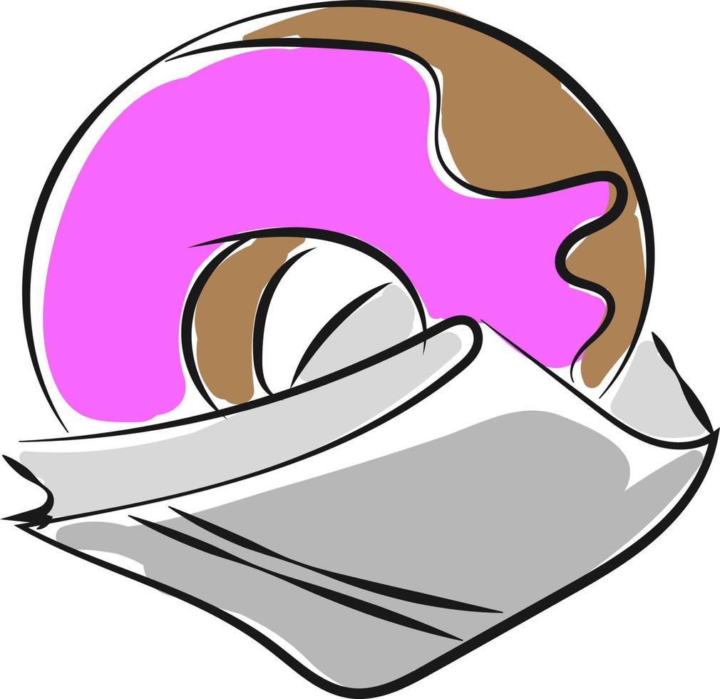 Donut in paper, illustration, vector on white background.
