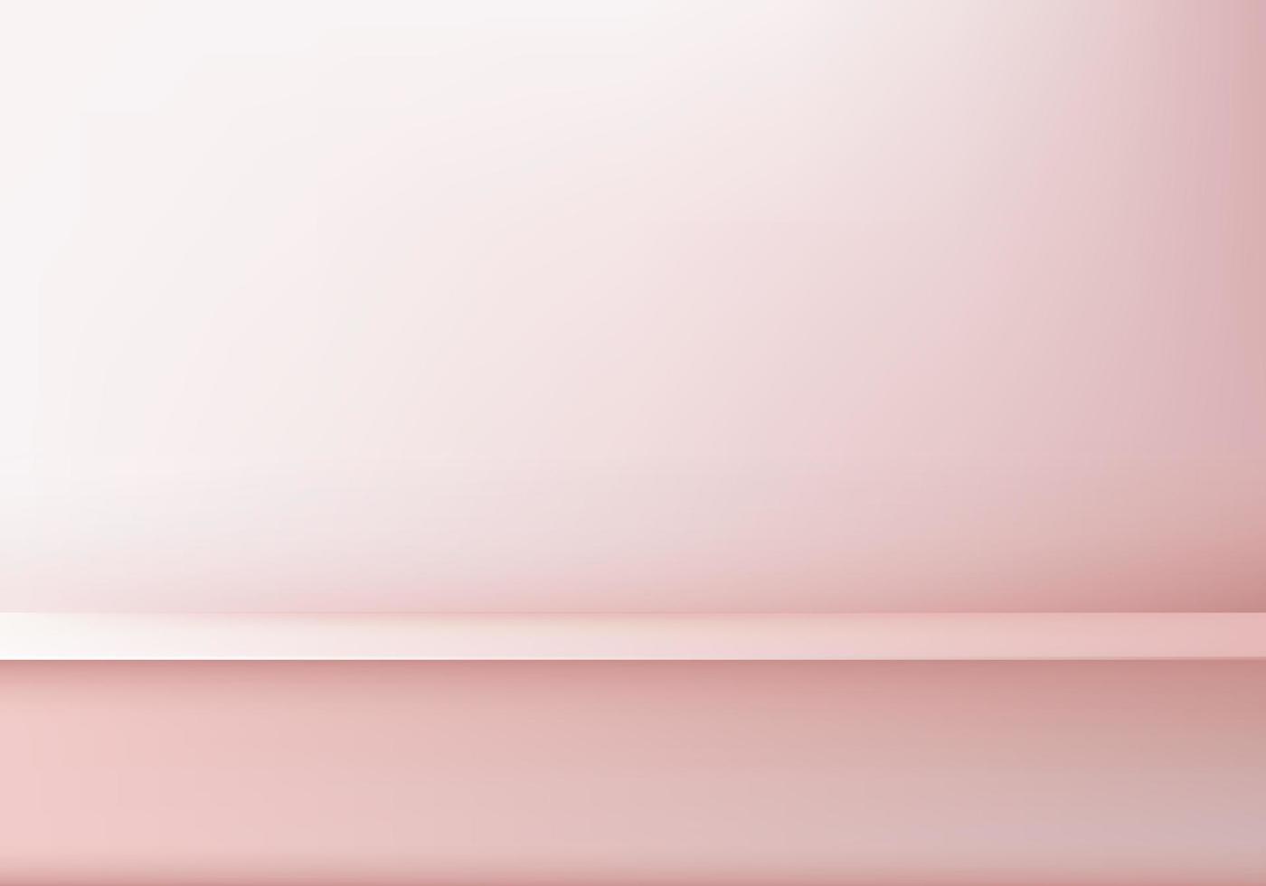 Empty pastel pink color studio room minimal background vector