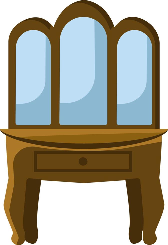 A wooden interior mirror, vector or color illustration.