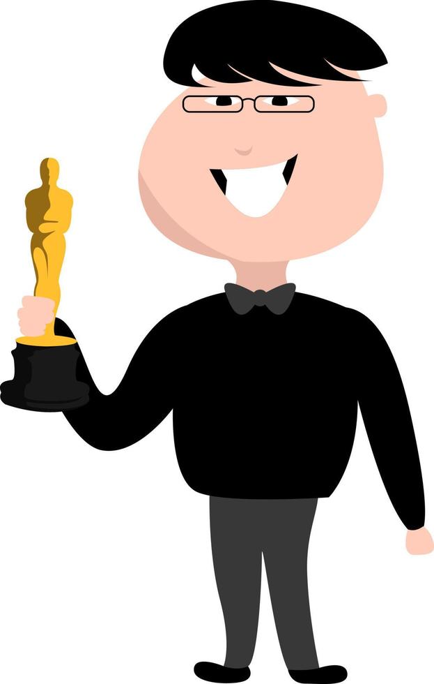 Actor with Oscar, illustration, vector on white background
