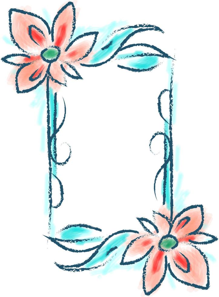 Floral frame, illustration, vector on white background.