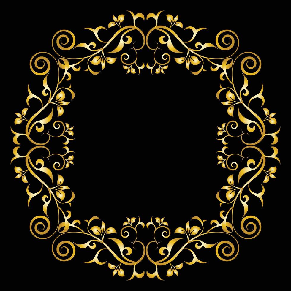 Decorative frame Elegant vector element for design in Eastern style, place for text. Beautiful floral golden border. Lace illustration for invitations, greeting cards and T Shirt design.