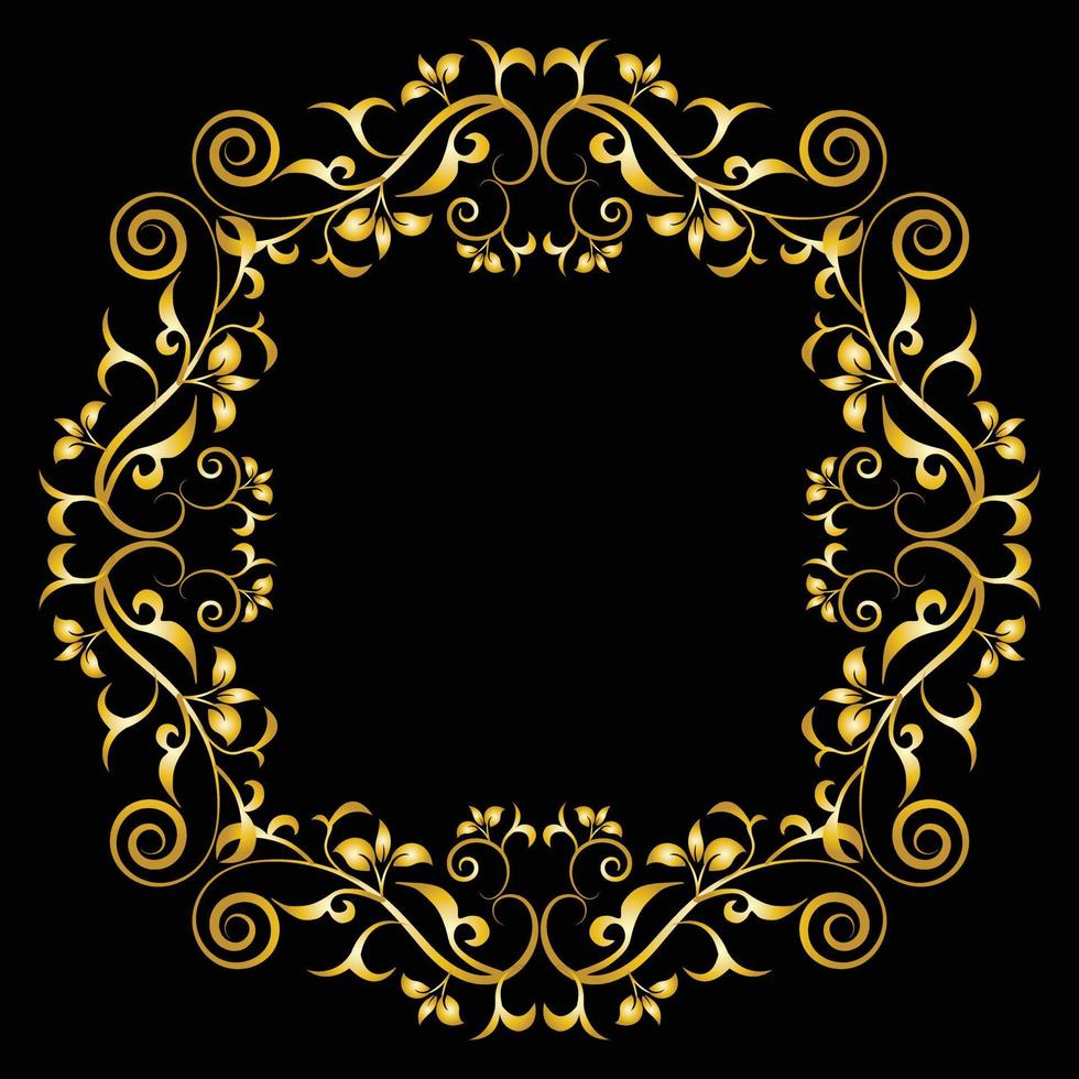 Decorative frame Elegant vector element for design in Eastern style, place for text. Beautiful floral golden border. Lace illustration for invitations, greeting cards and T Shirt design.