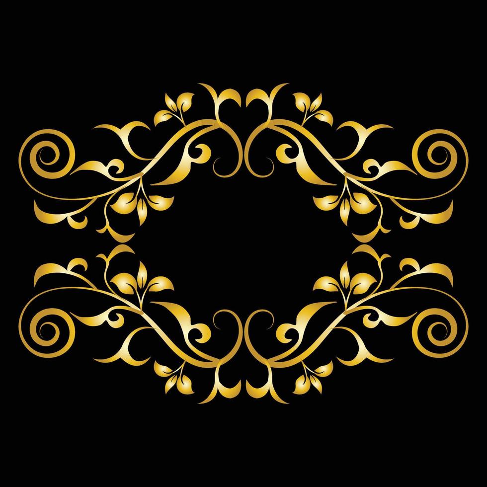 Decorative frame Elegant vector element for design in Eastern style, place for text. Beautiful floral golden border. Lace illustration for invitations, greeting cards and T Shirt design.
