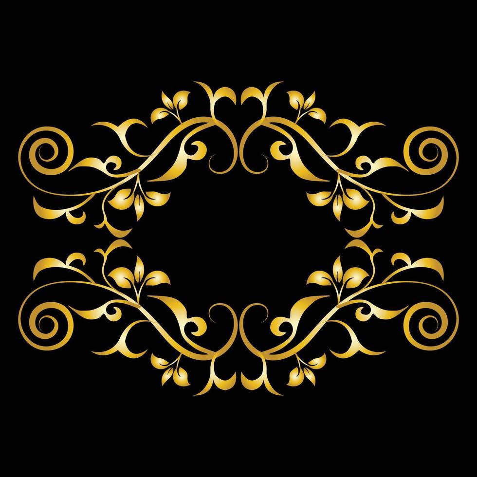 Decorative frame Elegant vector element for design in Eastern style, place for text. Beautiful floral golden border. Lace illustration for invitations, greeting cards and T Shirt design.