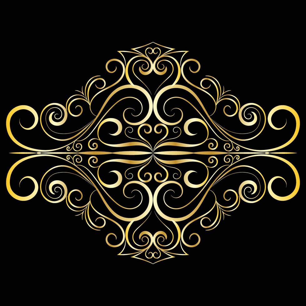 Decorative frame Elegant vector element for design in Eastern style, place for text. Beautiful floral golden border. Lace illustration for invitations, greeting cards and T Shirt design.