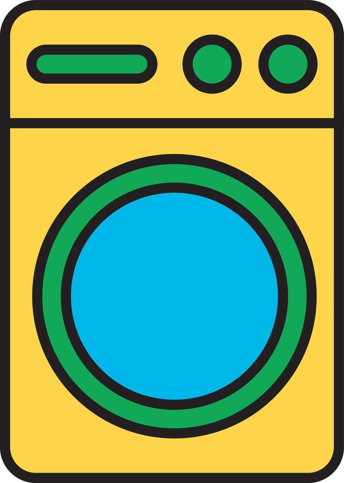 Yellow washing machine, illustration, vector, on a white background. vector