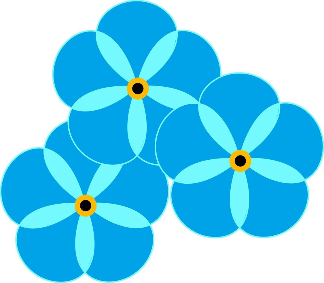 flores azules, ilustración, vector sobre fondo blanco.