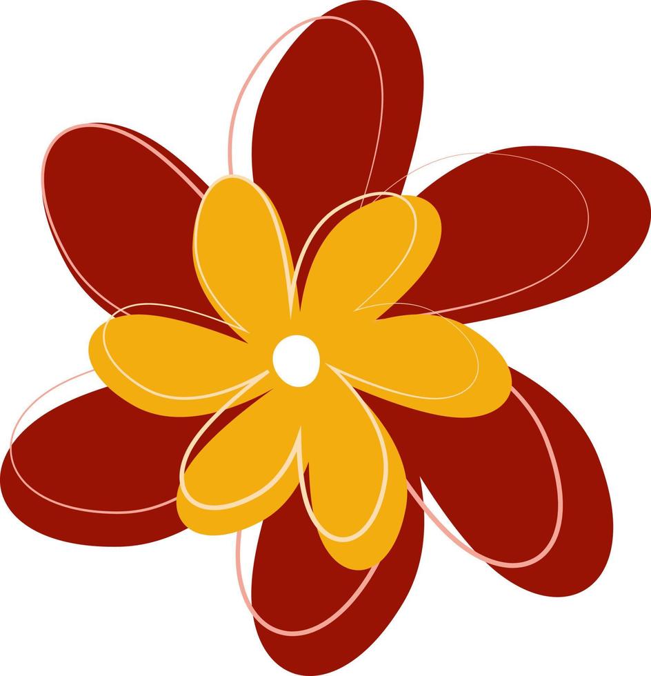 Red and yellow flower, illustration, vector on white background.