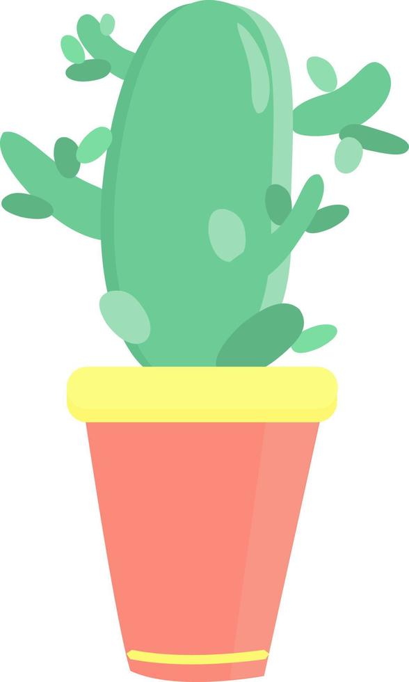 Cactus in pot, illustration, vector on white background.