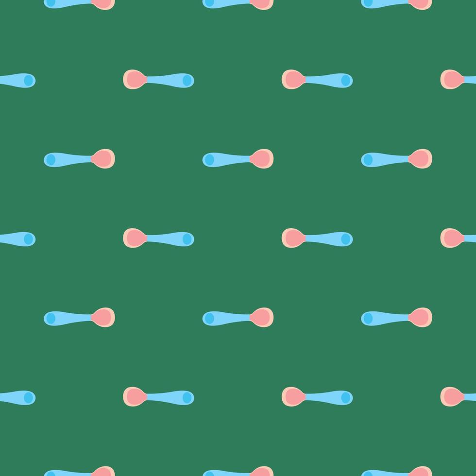 Silver spoon,seamless pattern on green background. vector