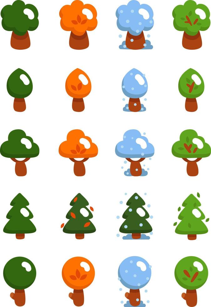 Tree seasons, illustration, vector on a white background.