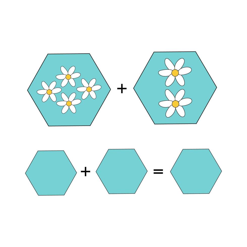 Daisies in a diamond for solving an example on a light background. Vector isolated image for use as an additional education on the website or in the clipart