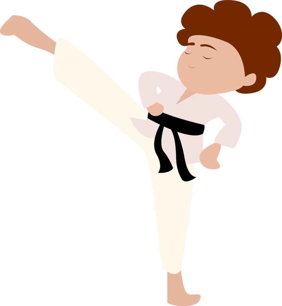 niño de karate, ilustración, vector sobre fondo blanco.