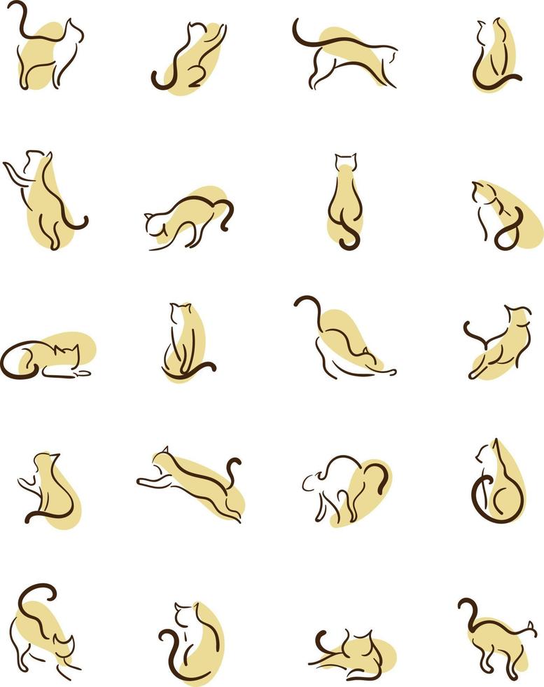 Yellow cats, illustration, vector on a white background.