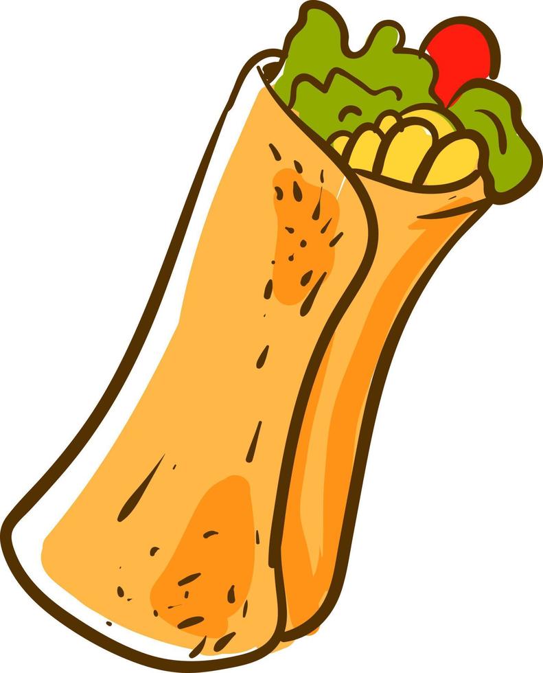 Long burrito, illustration, vector on white background.