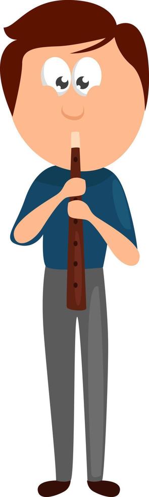Man playing flute ,illustration,vector on white background vector