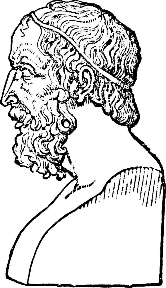 Bust of Homer, vintage illustration vector
