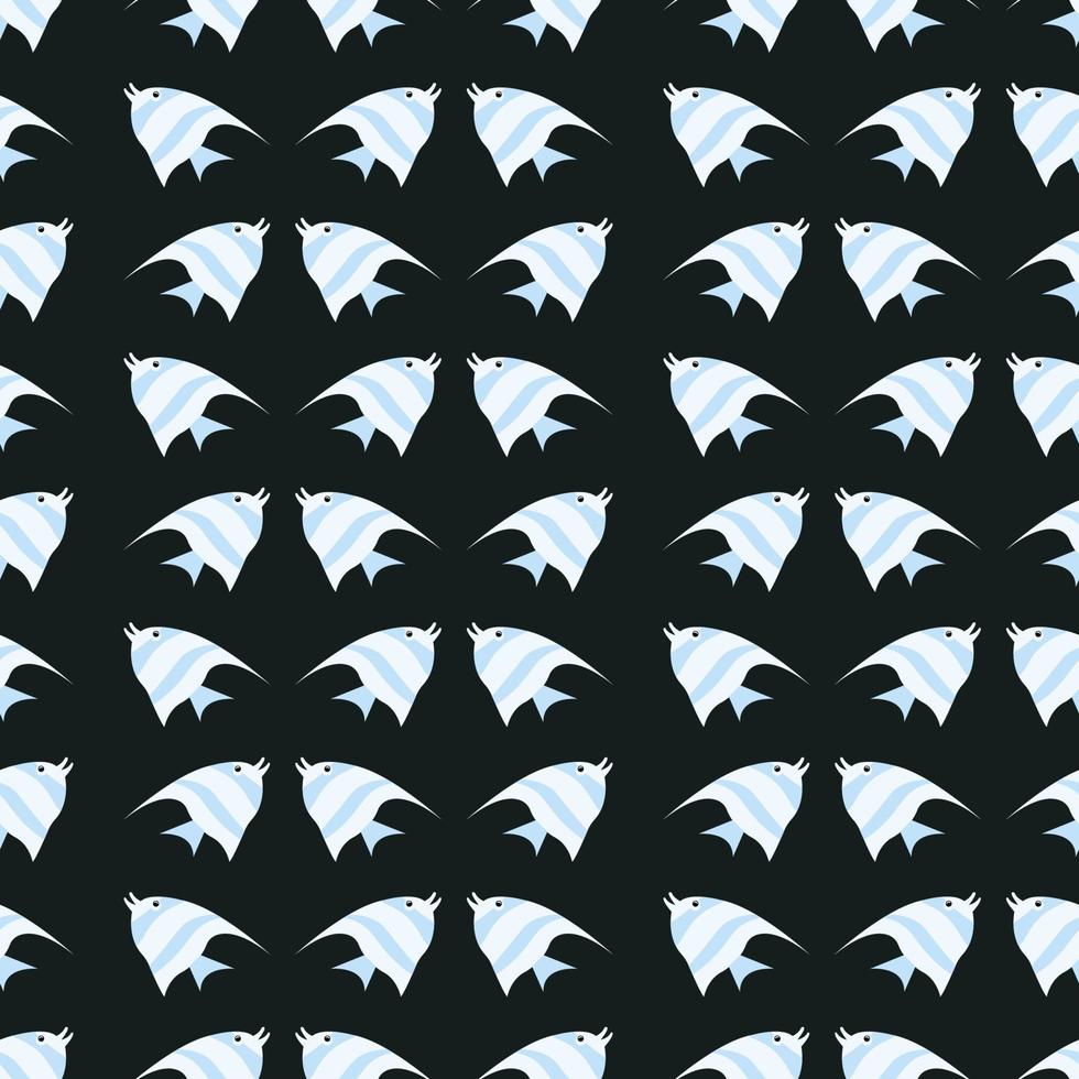 Patrón de peces azules, ilustración, vector sobre fondo blanco.
