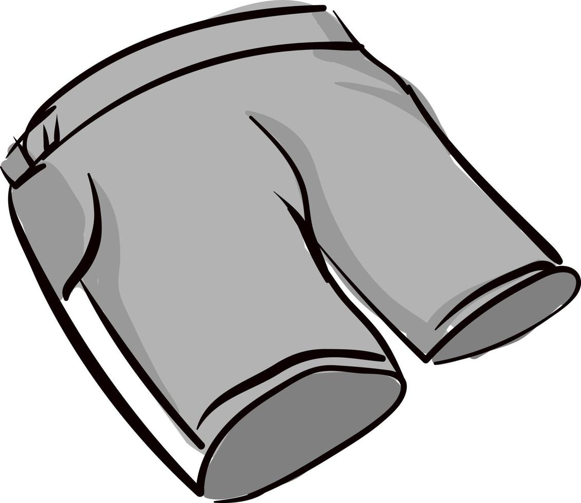 Grey shorts, illustration, vector on white background.