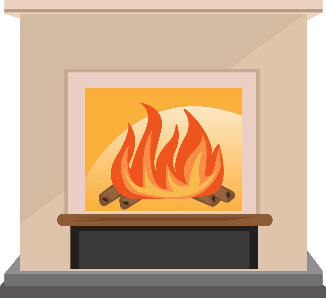 Fire place, illustration, vector on white background