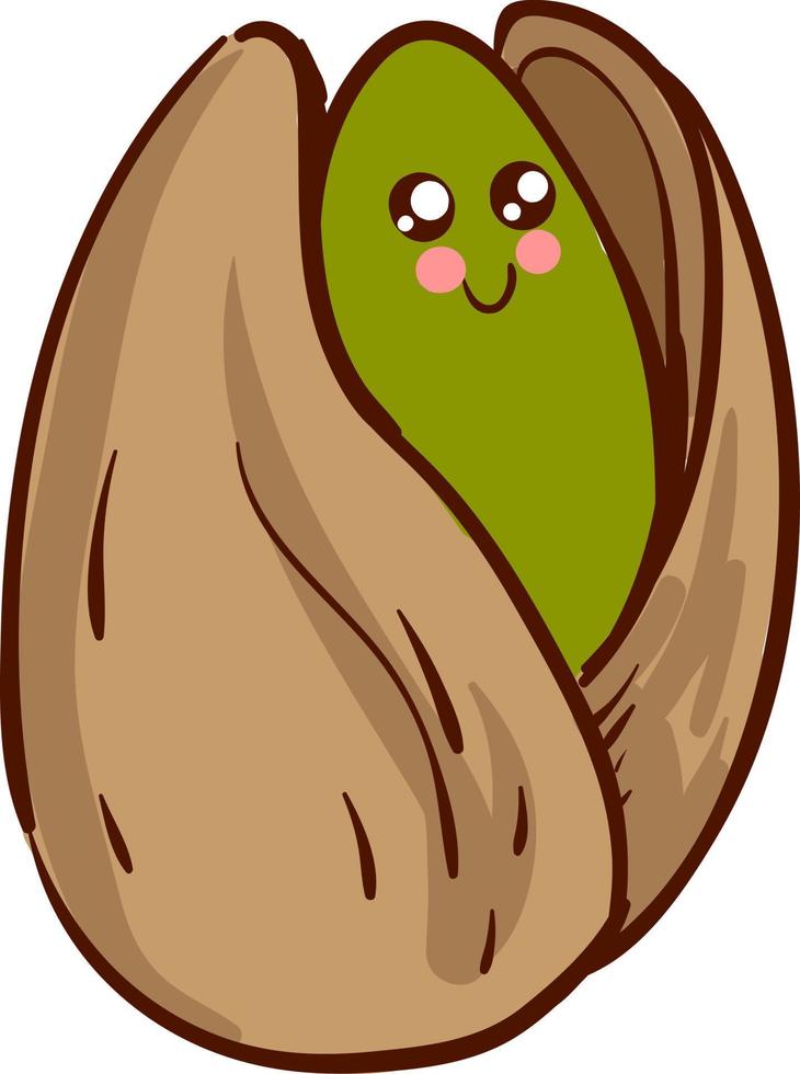 Cute little pistachio, illustration, vector on white background.