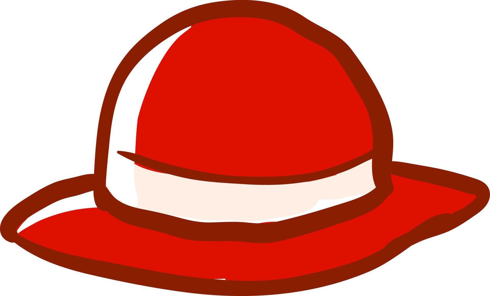 Red woman hat, illustration, vector on white background.