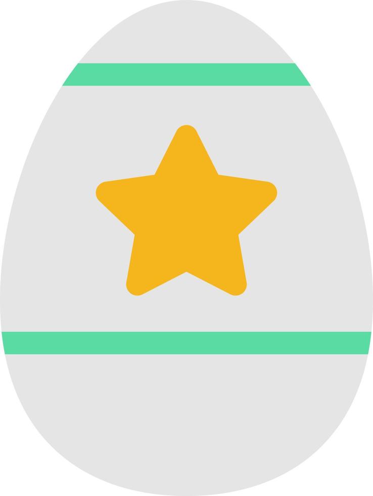 White easter egg with one golden star and green lines, illustration, vector on a white background.