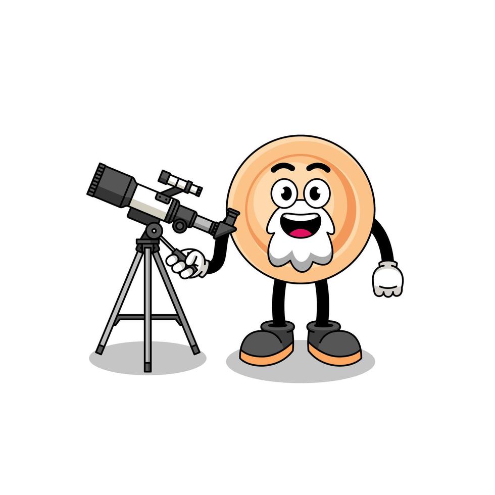 Illustration of button mascot as an astronomer vector