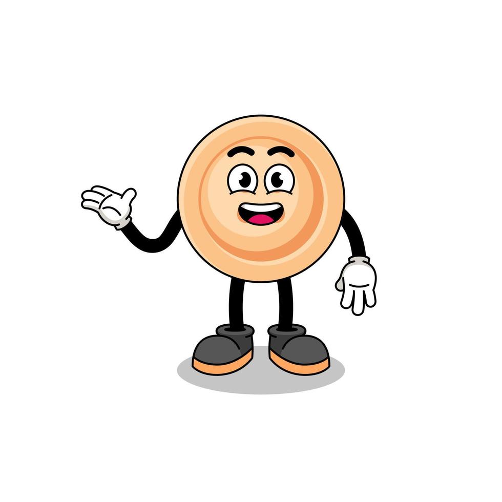 button cartoon with welcome pose vector