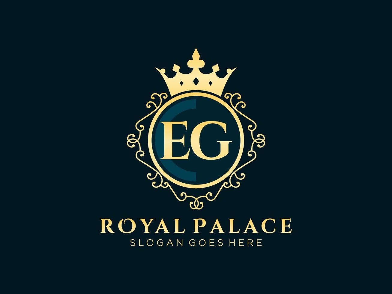Letter EG Antique royal luxury victorian logo with ornamental frame.nt vector