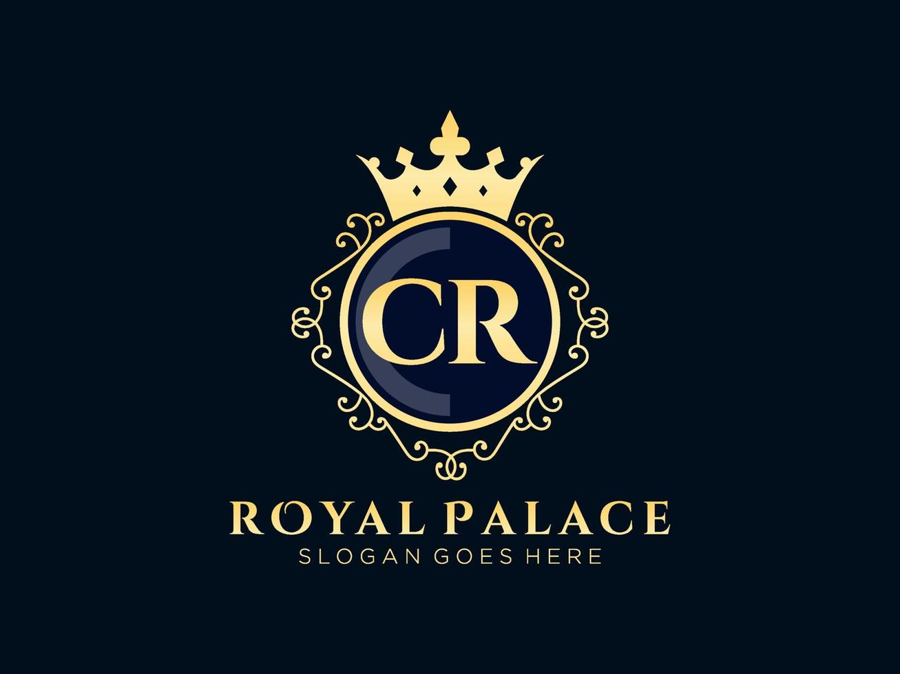 Letter CR Antique royal luxury victorian logo with ornamental frame.nt vector