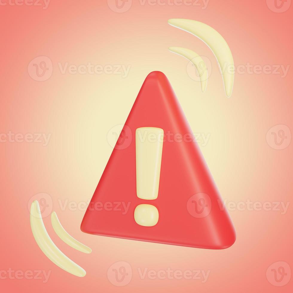 Attention red icon 3D illustration photo