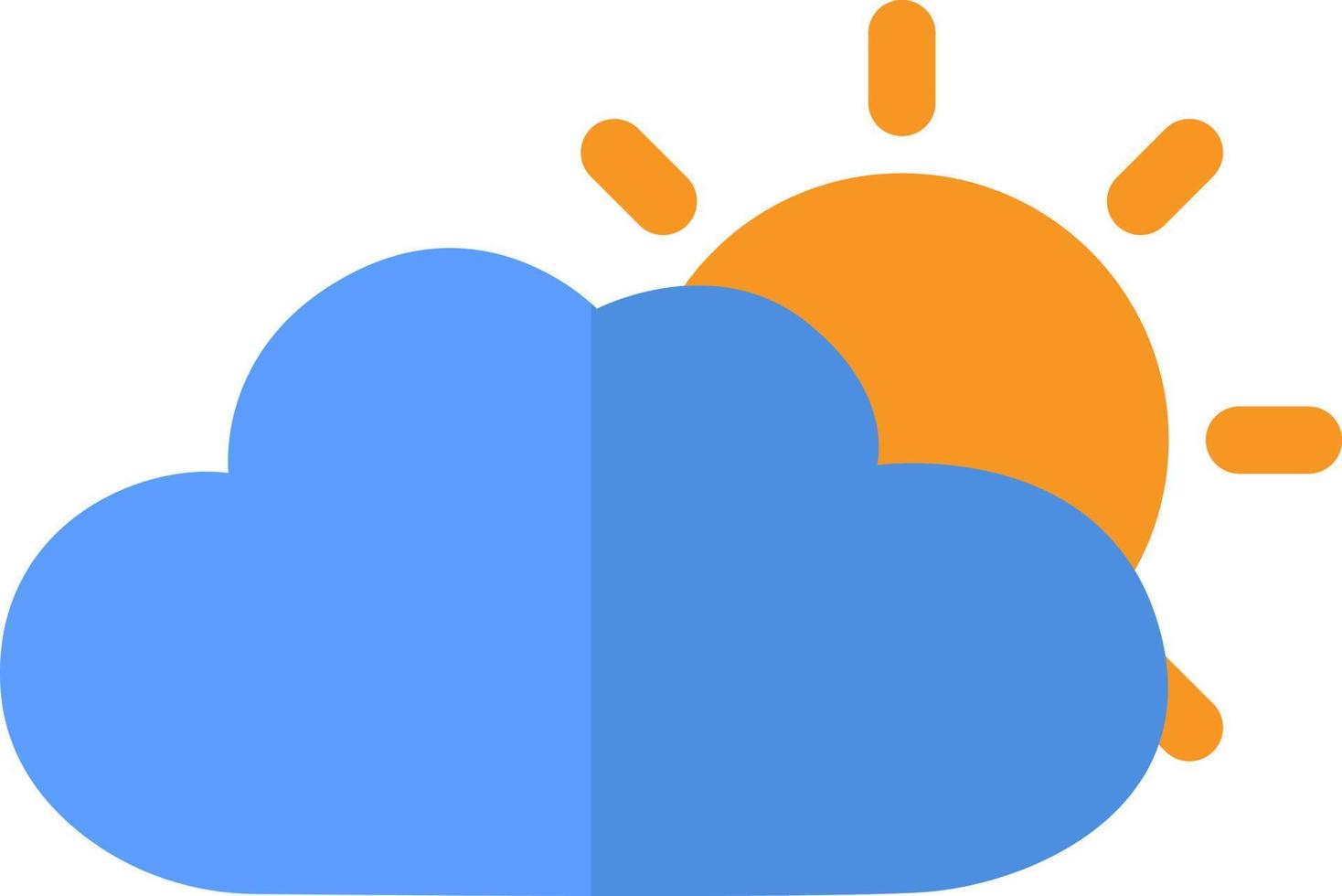 Blue cloud with sun, icon illustration, vector on white background