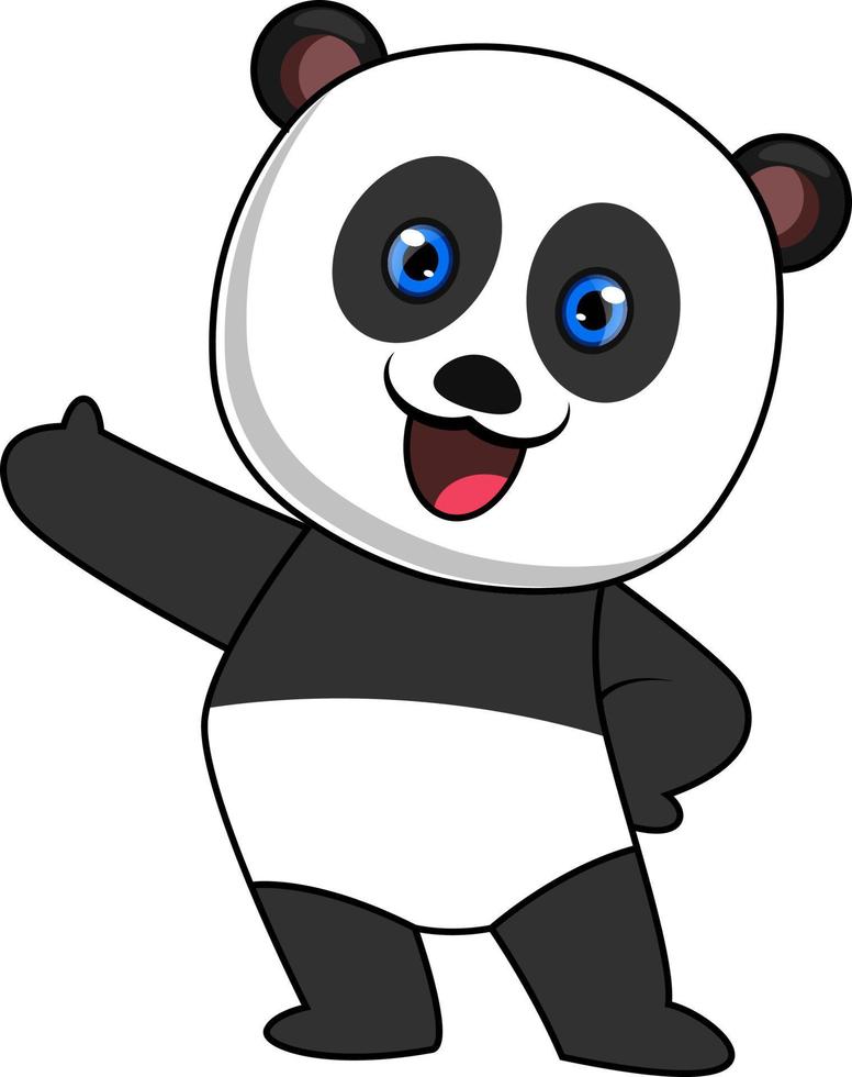 panda feliz, ilustración, vector sobre fondo blanco.