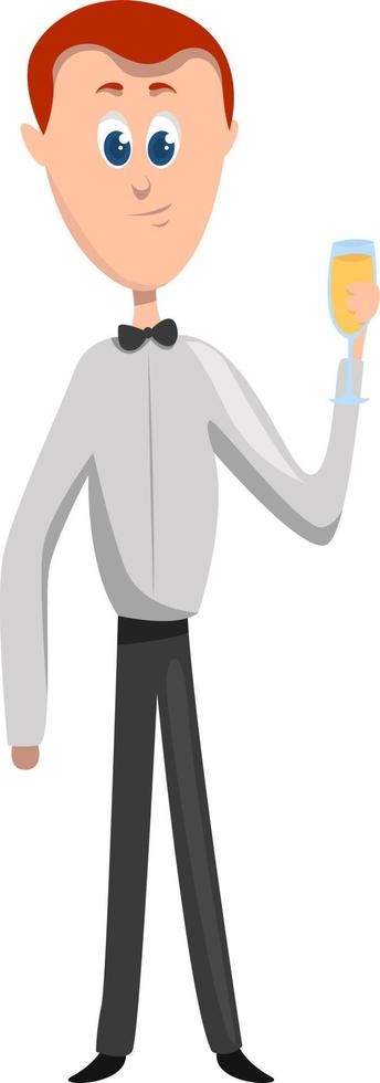 Man with white shirt, illustration, vector on white background