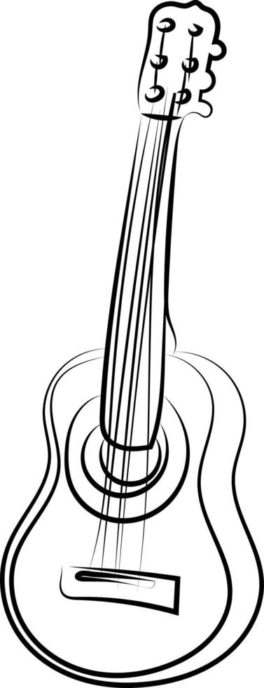 Acoustic guitar, illustration, vector on white background.