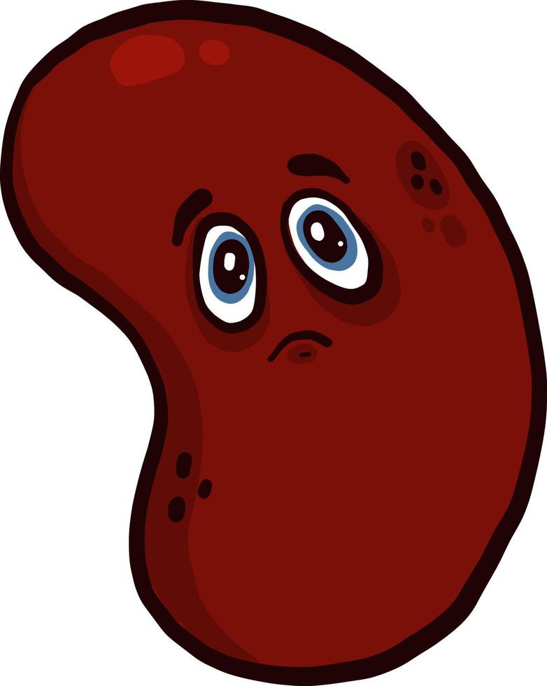 Sad bean, illustration, vector on a white background.