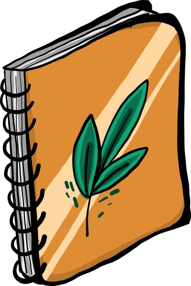 Orange notebook, illustration, vector on white background
