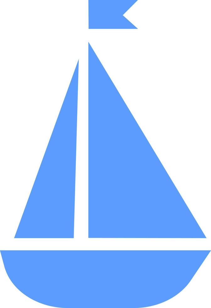 Blue sea boat, icon illustration, vector on white background